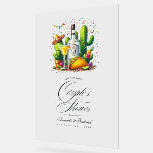 Tacoフィエスタカップルのシャワーへようこそ アクリルサイン (傾斜)
