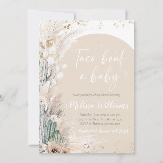 Taco赤ちゃんシャワー招待状Boho gender reveal 招待状 (正面)