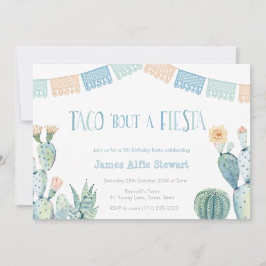 Taco About a Fiesta - Any Age Boy Birthday Party 招待状 (正面)