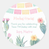 Taco About a Fiesta Baby Showerパーティーありがとう ラウンドシール (正面)