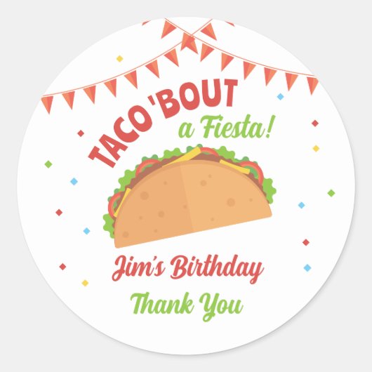 Taco About a Fiesta Birthday Party ラウンドシール (正面)