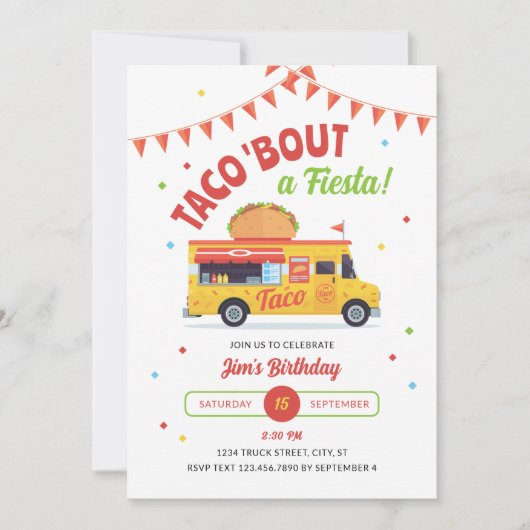 Taco About a Fiesta Birthday Party Invitation 招待状 (正面)