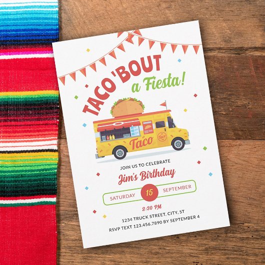 Taco About a Fiesta Birthday Party Invitation 招待状