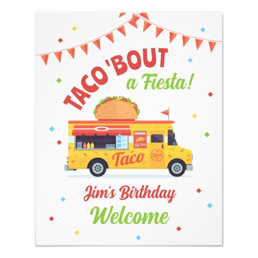 Taco About a Fiesta Birthday Party Welcome Sign フォトプリント (正面)
