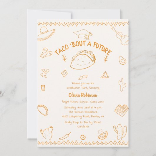 Taco About a Future Fiesta Doodle卒業写真 招待状 (正面)