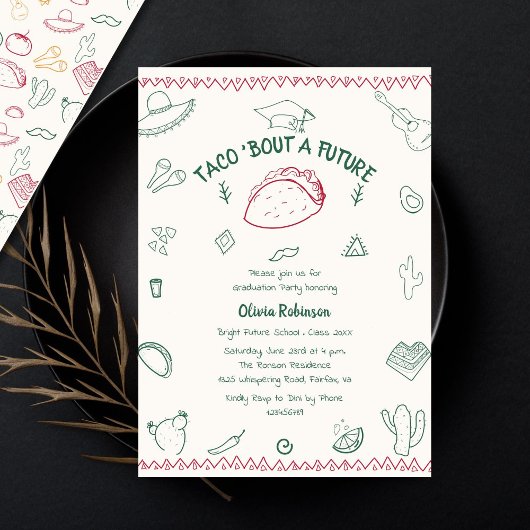 Taco About a future Fiesta Doodle卒業 招待状
