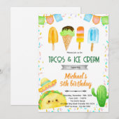 Taco and Ice Cream Birthday Invitation 招待状 (正面/裏面)