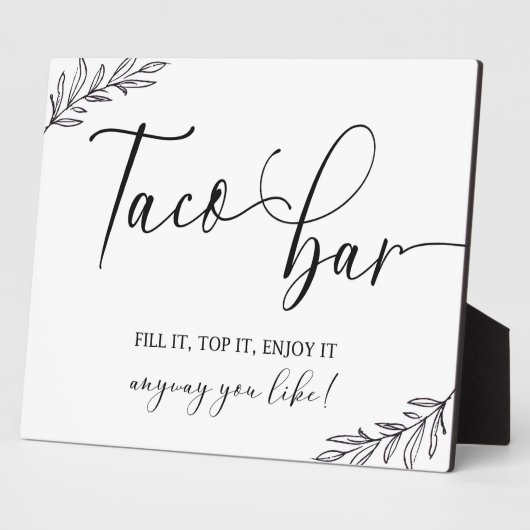 Taco Bar Wedding sign Tabletop Plaque with Easel フォトプラーク (側面)