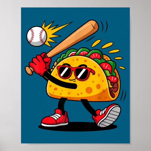 Taco baseball mexican cinco de mayo men kids  ポスター (正面)