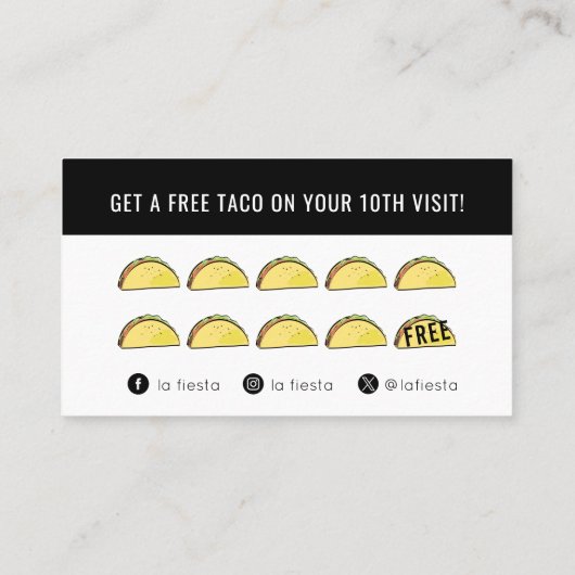 Taco Black Chalkboard Social Media Loyalty Card 名刺 (裏面)