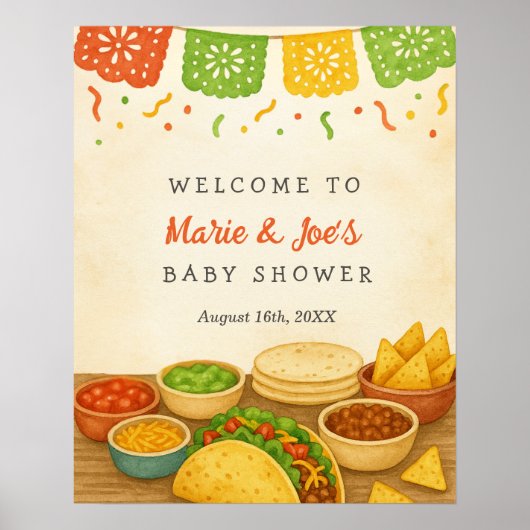 Taco Bour AベビーFiesta Baby Shower Welcome Poster ポスター (正面)