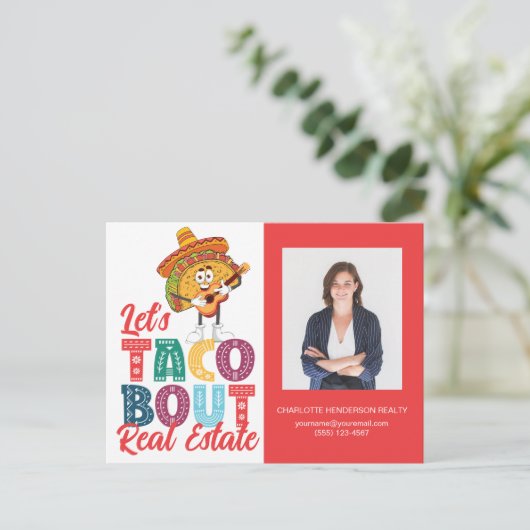 Taco Bout 実在 Estate写真マーケティングはがき ポストカード (スタンド正面)