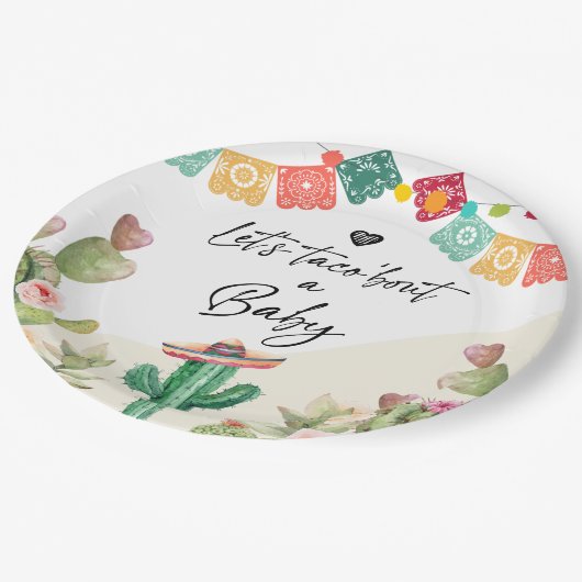 Taco Bout aベビーフィエスタウォーターカラーサボシャワー ペーパープレート (アングル)