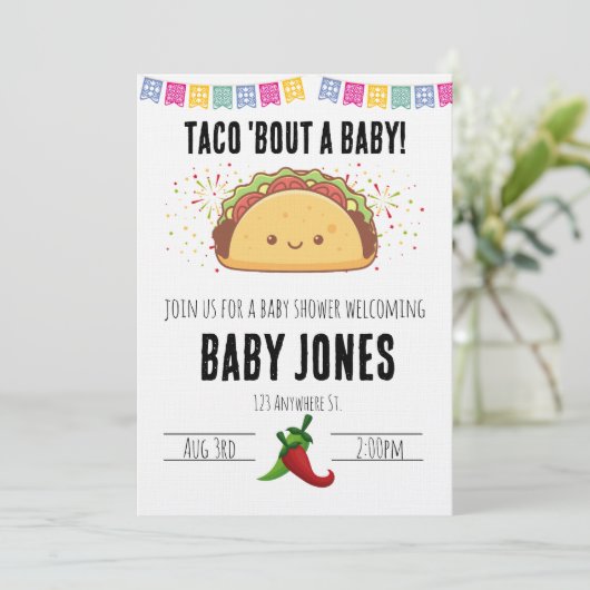 taco 'bout a baby! baby shower invitation 招待状 (スタンド正面)