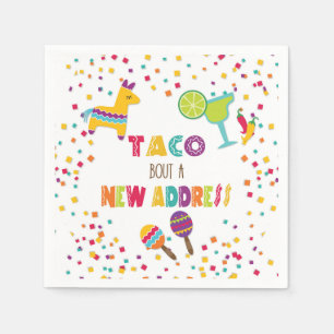 Taco Bout a New House Address – ホワイト スタンダードカクテルナプキン
