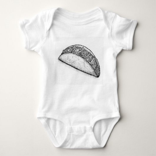 Taco 'Bout Adorable: Hand-Drawn Monochromatic Taco ベビーボディスーツ (正面)