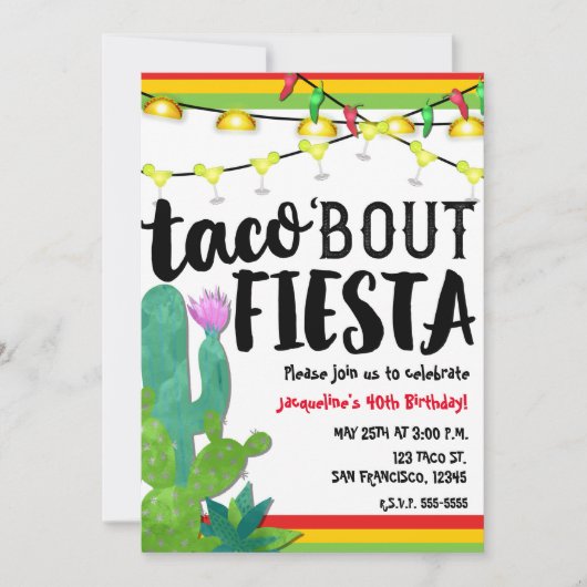 TACO BOUT FIESTA Birthday Party Cinco De Mayo 招待状 (正面)