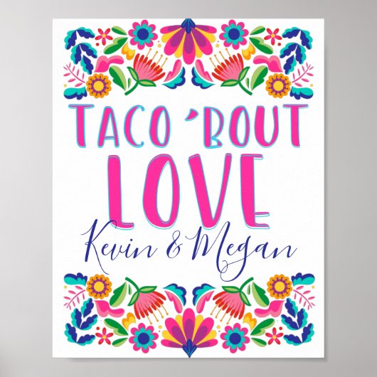 Taco Bout Love Fiestaパーティーメキシカンフラワーポスター ポスター (正面)