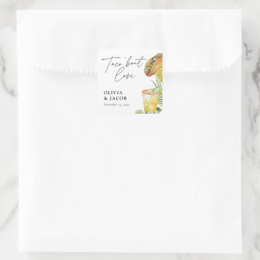 Taco bout Love Mexican Couples Shower スクエアシール (バッグ)