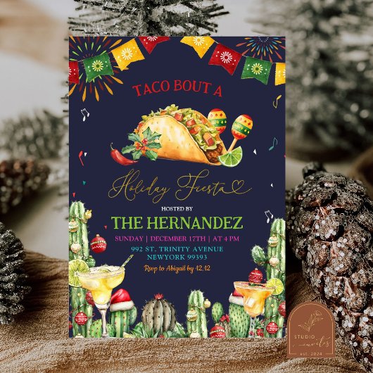 Taco Bout Night Fiesta Margaritas Christmas Party 招待状