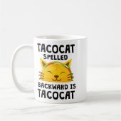「Taco Cat」を逆から読んでも「Taco Cat」面白い引用 コーヒーマグカップ (左)