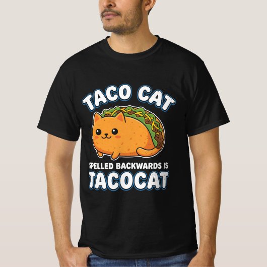 Taco Cat Line Art Aesthetic Funny Modern T-SHIRT Tシャツ (正面)