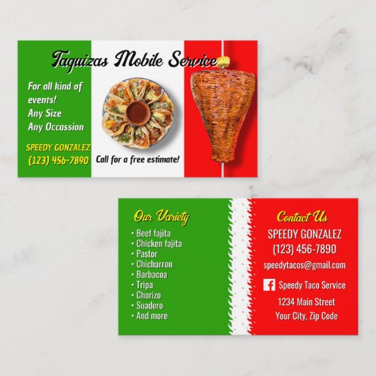 Taco Catering Service Business Cards 名刺 (正面/裏面)