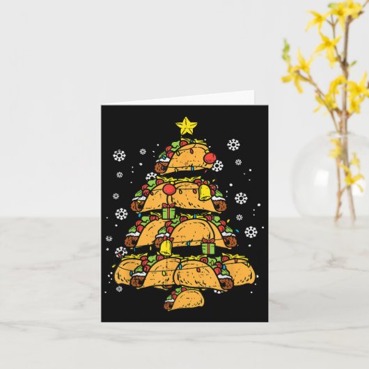 Taco Christmas Tree Xmas Mexican Food  カード (黄色い花)