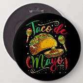 Taco De Mayo Cinco De Mayoメンズメキシコ料理 缶バッジ (正面&裏面)