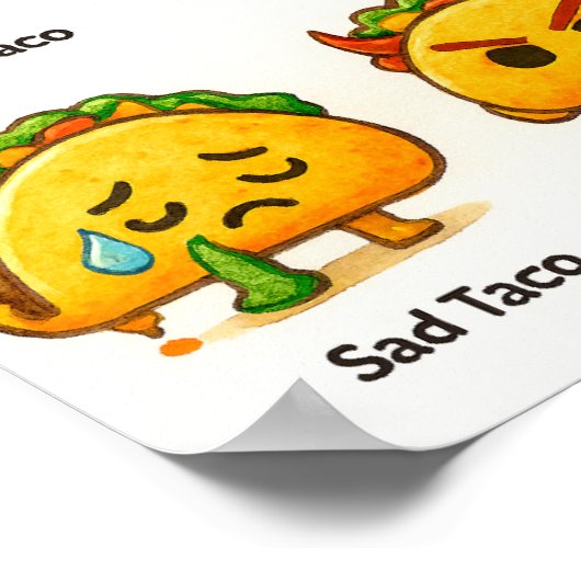 Taco Feelings Funny Four Moods of Tacos Art Print ポスター (角)