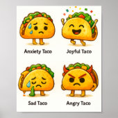 Taco Feelings Funny Four Moods of Tacos Art Print ポスター (正面)