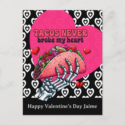 Taco Hearts Valentines Day Postcard ポストカード (正面)