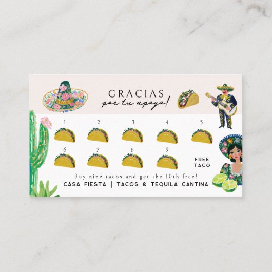 Taco Loyalty Card | Fiesta Rewards Punch Card 名刺 (裏面)