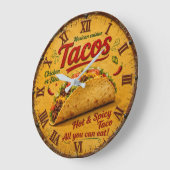 Taco Mexican Kitchen Rustic Restaurant ラージ壁時計 (傾斜)
