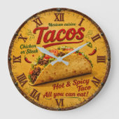 Taco Mexican Kitchen Rustic Restaurant ラージ壁時計 (正面)