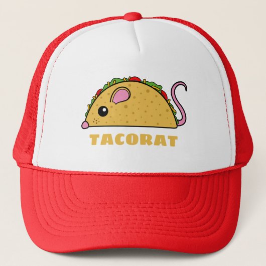 Taco Rat Text Trucker Hat キャップ (正面)