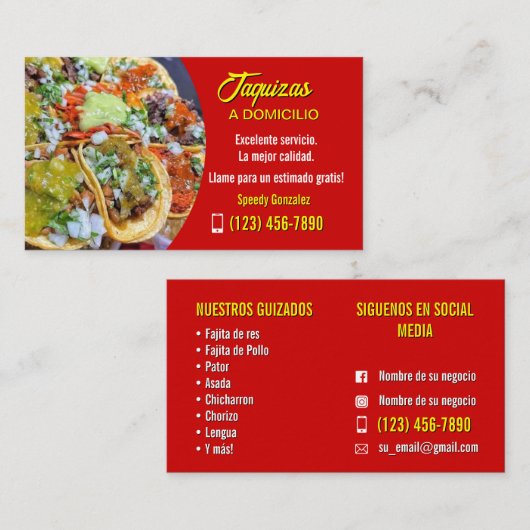 Taco service business cards 名刺 (正面/裏面)
