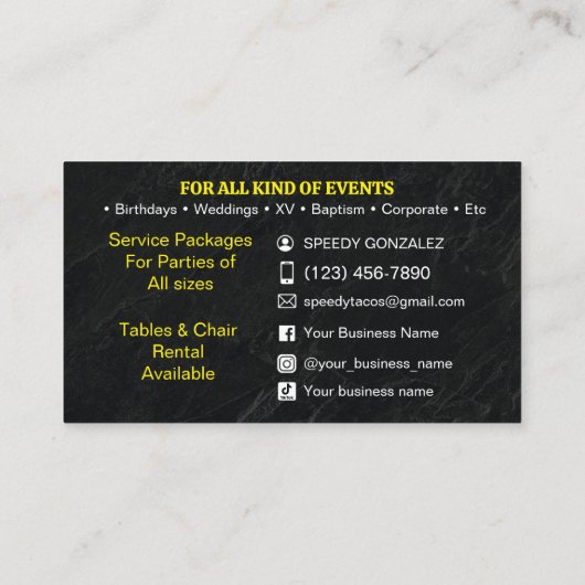 TACO SERVICE BUSINESS CARDS 名刺 (裏面)