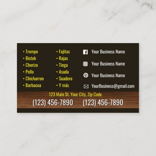 Taco Service Business Cards 名刺 (裏面)