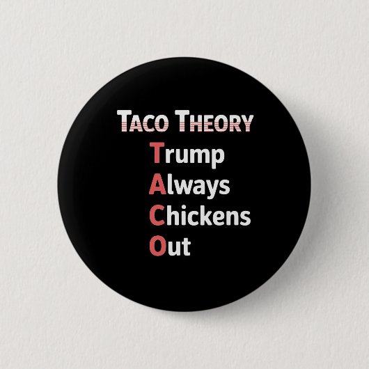 Taco Theory Always Chicken Out Tacos Pun 缶バッジ (正面)