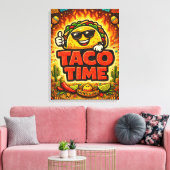 Taco Time - Fiesta Fiasco - Foodie Fiends キャンバスプリント (インサイチュ (リビング))