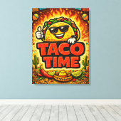Taco Time - Fiesta Fiasco - Foodie Fiends キャンバスプリント (インサイチュ (ウッドフロア))