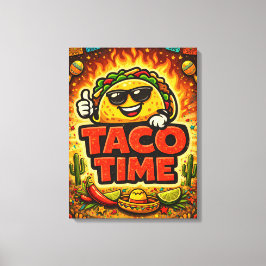 Taco Time - Fiesta Fiasco - Foodie Fiends キャンバスプリント