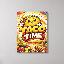 Taco Time - Fiesta Fiasco - Foodie Fiends キャンバスプリント