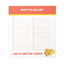 Taco To Do List, Custom Notepad, Personalized