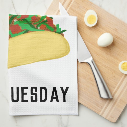 TACO TUESDAYホワイトのように毎日を生きる キッチンタオル (四つ折り)