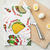 Taco Tuesday Hard and Soft Tacos and Hot Sauce キッチンタオル (四つ折り)