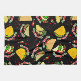 Taco Tuesday Hard and Soft Tacos Hot Sauce Black キッチンタオル