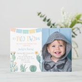 Taco TWOsundayイエローブルー2nd誕生日パーティー写真 招待状 (スタンド正面)