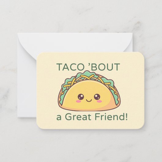 Taco Valentine Classroom Card – Flat Note Card ノートカード (正面)